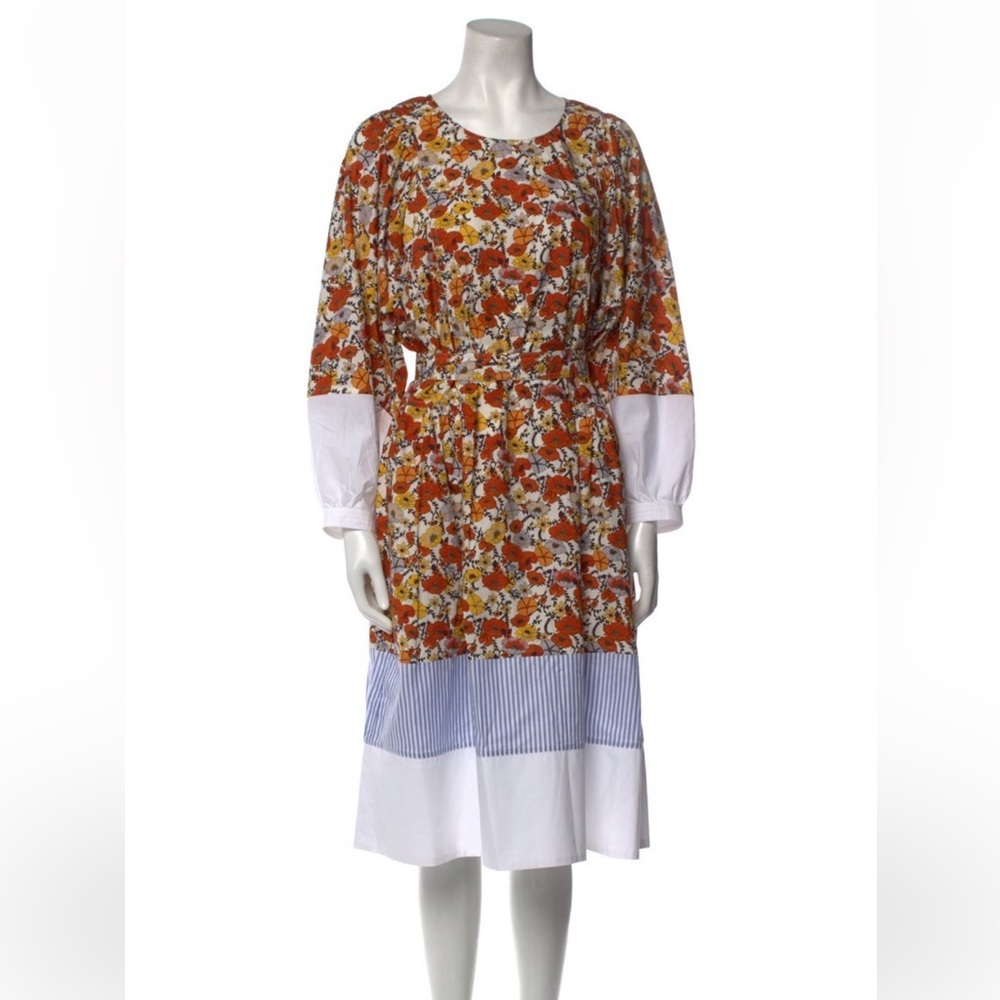 Tory Burch Floral and Stripe Cotton Dress